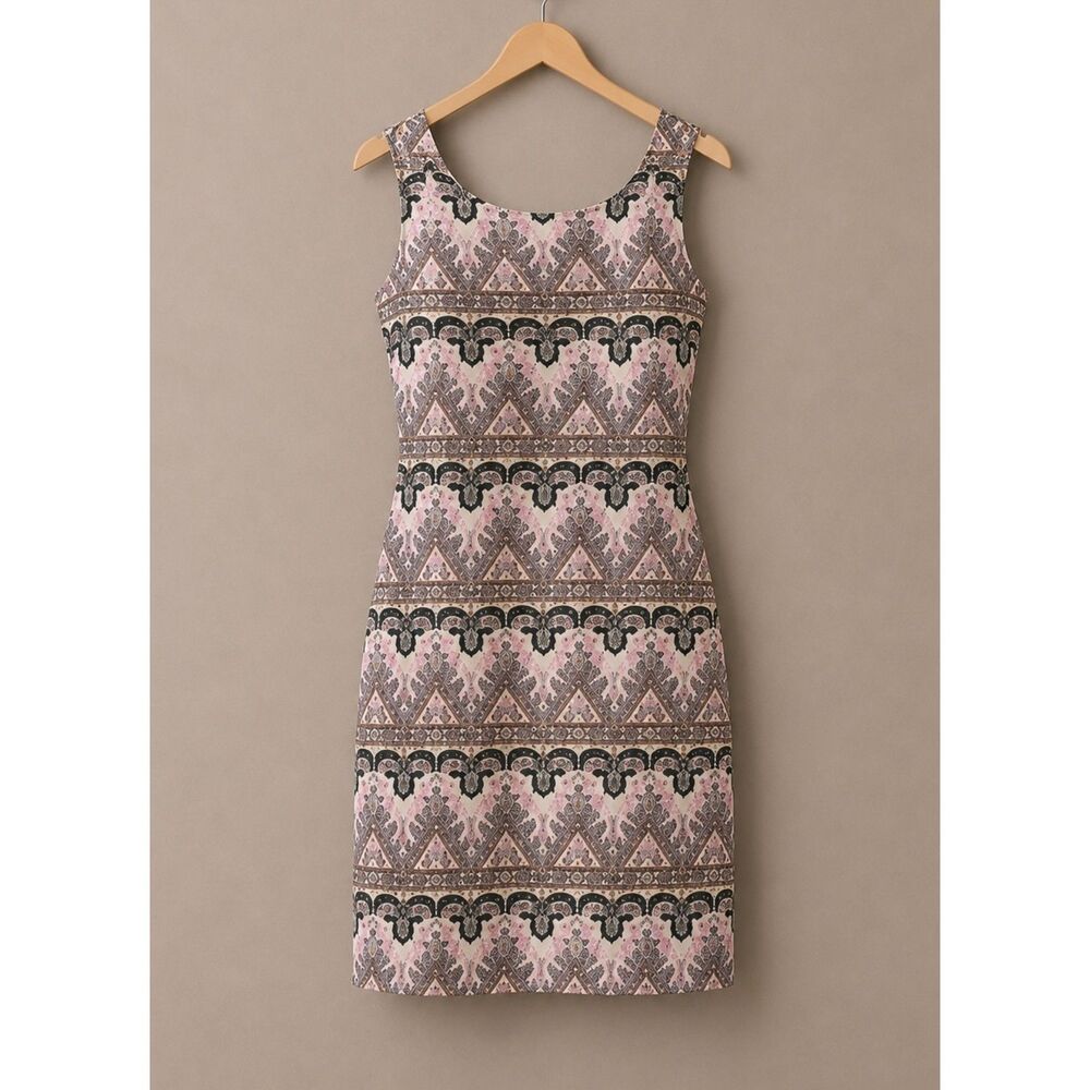 Pink Republic Sleeveless Tank Slip Dress Pink/Black Geometric Boho Summer SZ M